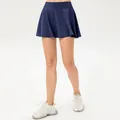 Navy blue quick-dry sports skort for women, perfect for tennis, yoga, or fitness training. - S / Bottoms / Navy Blue