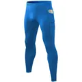 Hochelastische, hellblaue, schnelltrocknende Kompressions-Lauftights für Herren mit Handytasche - Hellblau
