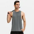 Loose fit grey quick-dry men's athletic tank top for gym training and running sessions - S / Tops / Gray