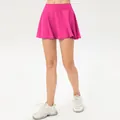 Falda pantalón deportiva magenta de secado rápido con forro para tenis y yoga para mujer - Rosa rojo