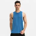 Men's loose blue athletic tank top for gym training and running, breathable fabric. - Blue