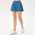 Falda pantalón deportiva azul de secado rápido para mujer con forro interior - Azul grisáceo