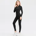 Zweiteiliges gefüttertes Thermo-Yoga-Set für Damen in Schwarz für Wintersport und Laufen - S / Oberteil Und Unterteil / Schwarz