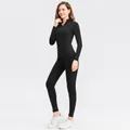 Conjunto de yoga térmico para mujer negro con forro polar para deportes de invierno y correr - S / Top Y Pantalón / Negro
