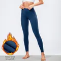 Thermische yoga leggings met fleece voering en hoge taille voor fitness in de winter - S / Bottoms / Marineblauw