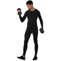 Men's thermal compression sports set with long sleeves and leggings in black color - S / Top And Bottom / Black