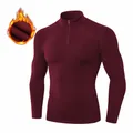 Heren compressieshirt met fleecevoering en lange mouwen in bordeauxrood - Bordeauxrood