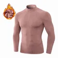 Thermisch fitness-shirt met lange mouwen voor heren met warme fleecevoering roze - Rotsrood