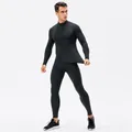 Ensemble de compression thermique fitness pour hommes avec doublure polaire et zip - Gris foncé
