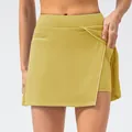 Gele 2-in-1 sportrok met hoge taille en zijzak voor yoga en hardlopen fitness - Herfstgeel