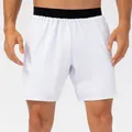 Pantalones cortos deportivos para hombre de secado rápido, blanco con cintura elástica negra - S / Bottoms / Blanco