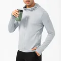 Men's UPF 50+ sun protection hoodie in light gray, breathable outdoor jacket - XL / Tops / Gray