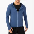 Premium lightweight blue men's sun protection hoodie for outdoor sports featuring UPF50+ fabric - S / Tops / Navy Blue