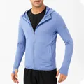 Breathable light blue men's sun protection outdoor jacket with UPF 50+ and thumb holes - S / Tops / Light Blue