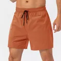 Men's quick-dry sports shorts in vibrant orange featuring an elastic drawstring waist - S / Bottoms / Orange Red
