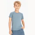 T-shirt sportiva per bambini ad asciugatura rapida e traspirante in azzurro per fitness - 120 / Top / Blu grigiastro