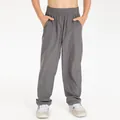 Boys lightweight quick-dry loose sports pants in grey for autumn running and fitness - 120 / Bottoms / Gray