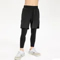 Schwarze 2-in-1 schnelltrocknende Sporthose für Jungen mit integrierten Leggings - 120 / Unterteile / Schwarz