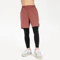 2-in-1 Sport-Trainingsleggings für Jungen mit lockeren ziegelroten Schnelltrockner-Shorts - 120 / Unterteile / Ziegelrot