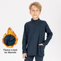 Children's navy sports top with quarter-zip and warm fleece-lined interior detail - 120 / Tops / Navy Blue