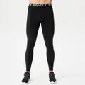Men's fleece lined black athletic compression leggings for gym and running - Black