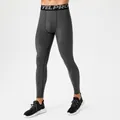 Men's thermal fleece-lined grey compression leggings for gym and running training - Dark Gray