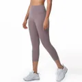 Mauve high-waisted yoga capri leggings for women with breathable fabric for gym - S / Bottoms / Sea Moon Rock Grey