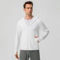 White men's hooded sun protection jacket for outdoor cycling and hiking - M / Tops / White