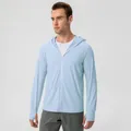 Men's light blue nylon ice silk sun protection hoodie for outdoor sports and cycling - S / Tops / Light Blue