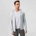 Men's light gray ice silk sun protection hooded jacket with thumbholes - S / Tops / Light Gray