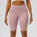 High-waist naked-feel yoga biker shorts in muted pink for fitness and running gym - S / Bottoms / Gorgeous Pink