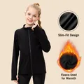 Zwart met fleece gevoerd yoga-jack voor meisjes voor hardlopen en fitness - 120 / Tops / Zwart