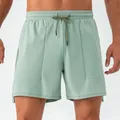 Mint green men's quick-dry breathable athletic training shorts for gym and running - S / Bottom (31421) / Spruce Green