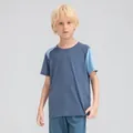 Boys breathable color-block sports T-shirt in blue shades, ideal for summer training - 120 / Tops / Star Stone Blue