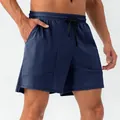 Navy blue loose sports shorts for men, breathable quick-dry training and fitness gear - S / Bottom (31421) / Navy Blue