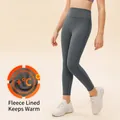 Girls' fleece-lined sports leggings in gray, high-elastic warm yoga pants - 120 / Bottoms / Gray