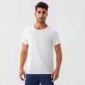 Men's breathable white crew neck sports T-shirt designed for running and fitness training - S / Tops / White