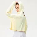 Giacca protettiva solare da donna in seta di ghiaccio giallo chiaro con cappuccio UPF50+ - Giallo chiaro