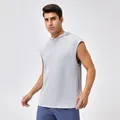 Men's loose quick-dry hooded sports tank top in light gray for fitness and running - S / Tops / Light Gray