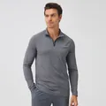 Herren Sport-Sweatshirt in Grau mit halbem Reißverschluss, schnelltrocknend und reflektierend - S / Oberteile / Meliertes Grau