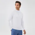 Weißes, schnelltrocknendes Herren-Sport-Sweatshirt mit halbem Reißverschluss. - S / Oberteile / Weiß