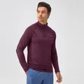 Herren bordeaux Sport-Sweatshirt mit Viertelreißverschluss zum Laufen und Fitness - Burgunderrot
