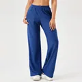 Comfortabele blauwe sportbroek voor dames met honingraatprint, wijde pijpen fitness - S / Bottoms / Blauw
