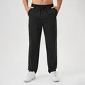 Men's high-quality black quick-dry sports pants with straight-leg loose fit for running - S / Bottoms / Black