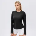 Women's black ice silk long sleeve sports shirt for sun protection and running - S / Tops / Black