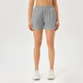 Women's grey high-waisted quick-dry loose athletic shorts for yoga and running - S / Bottoms / Gray