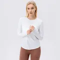Women's white ice silk sun protection long sleeve yoga shirt for running and fitness - S / Tops / White