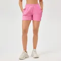Pink textured high-waisted quick-dry athletic shorts for women gym yoga and running - S / Bottoms / Rose Red