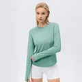 Women's mint green ice silk sun protection long sleeve athletic top for yoga and running - S / Tops / Turquoise