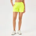 High-waisted neon yellow loose athletic shorts for women yoga running gym fitness - S / Bottoms / Yellow